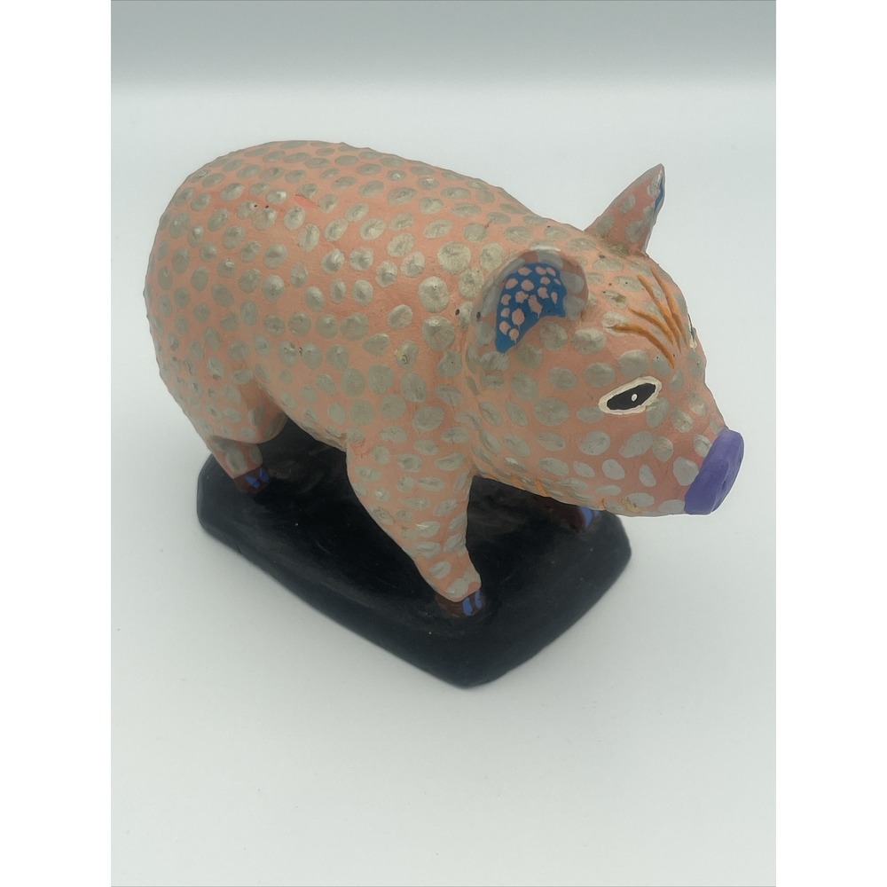 Wood Carvings‎ Folk Art Animal Pig Farm Signed F Palmer